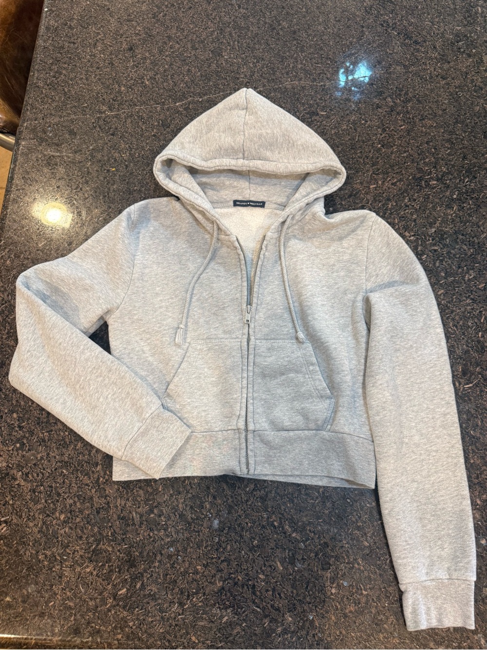 Brandy Melville CROPPED zip up hoodie. Light Gray.